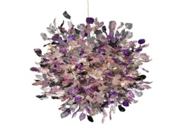 Purple Floral Resin Chandelier Flush Mount Ceiling Light Decor