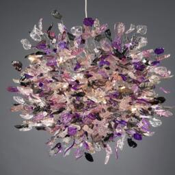 Purple Floral Resin Chandelier Flush Mount Ceiling Light Decor - thumbnail 2