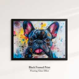 French Bulldog Drinking Wine Dog Pet Abstract Oil Painting Framed Poster Print - Canvas Wall Art Living Home Decor Interior Gift - thumbnail 2