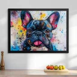French Bulldog Drinking Wine Dog Pet Abstract Oil Painting Framed Poster Print - Canvas Wall Art Living Home Decor Interior Gift - thumbnail 4