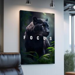 Focus Panther Quote Animal Motivational Inspirational, Framed Canvas Wall Art Poster Print, Home Office & Room Decor, Gift Idea - thumbnail 1