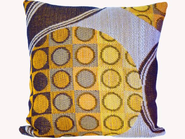 Retro Cushion Bubbles 40 X cm - 50 Circles Brown Orange Yellow 60S 70S Space Age Cover, Mid-Century Boho Lounge Vintage Fabric - image 1