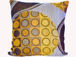 Retro Cushion Bubbles 40 X cm - 50 Circles Brown Orange Yellow 60S 70S Space Age Cover, Mid-Century Boho Lounge Vintage Fabric - thumbnail 1