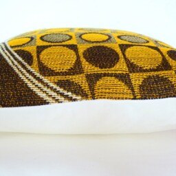 Retro Cushion Bubbles 40 X cm - 50 Circles Brown Orange Yellow 60S 70S Space Age Cover, Mid-Century Boho Lounge Vintage Fabric - thumbnail 3