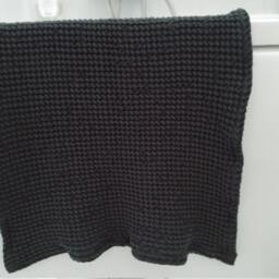 Set Of Two Dark Grey Waffle Towels - 1 Hand Towel & Bath in Handmade Linen Cotton Fabric - thumbnail 3