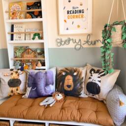 Evie The Elephant Nursery Cushion Cover - Safari Theme Scandi For Childrens Bedrooms & Nurseries - thumbnail 3