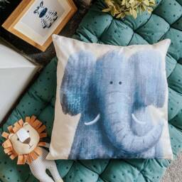 Evie The Elephant Nursery Cushion Cover - Safari Theme Scandi For Childrens Bedrooms & Nurseries - thumbnail 1