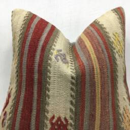 Vintage Turkish Kilim Pillow Cover, Bohemian Accent, 16x16 - thumbnail 2