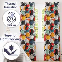 Abstract 3D Circular Layers Soft Gradient Modern Pattern Seamless Readymade Eyelet Ring Top Thermal 100% Blackout Curtains - thumbnail 3