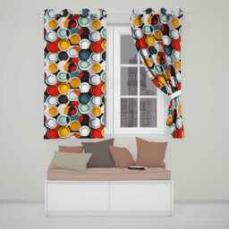 Abstract 3D Circular Layers Soft Gradient Modern Pattern Seamless Readymade Eyelet Ring Top Thermal 100% Blackout Curtains