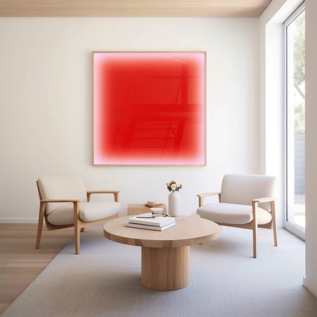 Red Gradient Art, Canvas, Large Abstract Modern Wall Trendy Aura Decor, Bright Colorful Home Decor - image 1