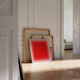 Red Gradient Art, Canvas, Large Abstract Modern Wall Trendy Aura Decor, Bright Colorful Home Decor - thumbnail 3