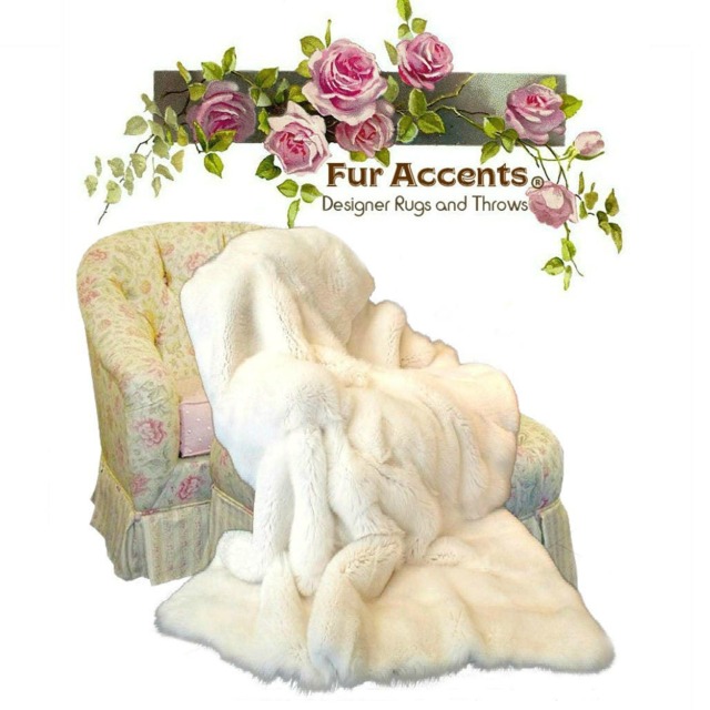 Plush Faux Fur Throw Blanket, Creamy White Rabbit, Luxury Shag - image 1