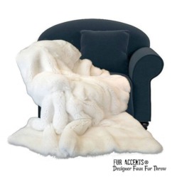 Plush Faux Fur Throw Blanket, Creamy White Rabbit, Luxury Shag - thumbnail 2
