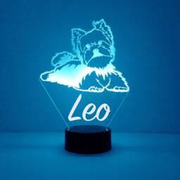 Yorkie Dog Acrylic Light Up , Custom Engraved Night Light, Personalized Free, 16 Color Options With Remote Control, Dog, Puppy - thumbnail 2