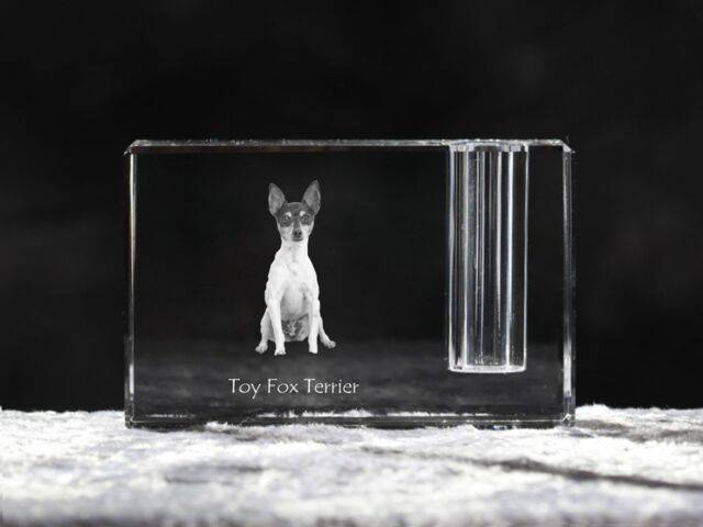 Toy Fox Terrier , Crystal Pen Holder With Dog, Souvenir, Decoration, Limited Edition, Collection - image 1