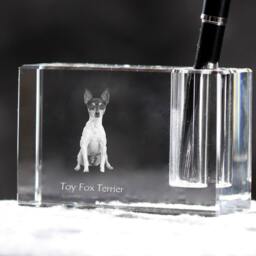 Toy Fox Terrier , Crystal Pen Holder With Dog, Souvenir, Decoration, Limited Edition, Collection - thumbnail 2