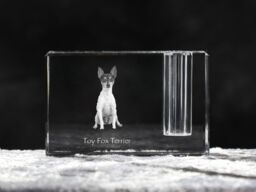 Toy Fox Terrier , Crystal Pen Holder With Dog, Souvenir, Decoration, Limited Edition, Collection - thumbnail 1