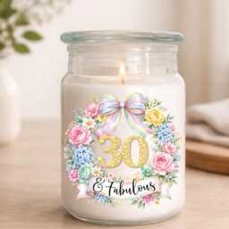 Floral Milestone Birthday Candle, Custom Age Gift For Her - thumbnail 3