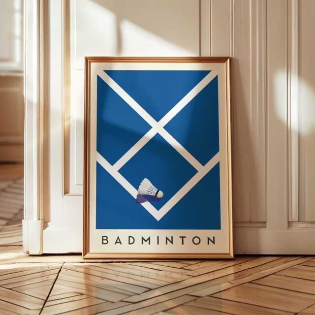 Badminton Art Print - Minimalist Sports Wall Bold Geometric Poster - image 1