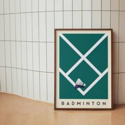 Badminton Art Print - Minimalist Sports Wall Bold Geometric Poster - thumbnail 2