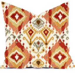 Pillow Covers Outdoor Or Indoor Custom - Orange Tangerine Rust Sienna Spice Cayenne Ivory 16x16, 18x18 Modern Ikat Geometric - thumbnail 3