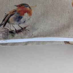 "Christmas Robin Linen Look Cushion Cover Reversible Zipped 14"" 16"" 18"" 20"" 22"" 24" - thumbnail 2