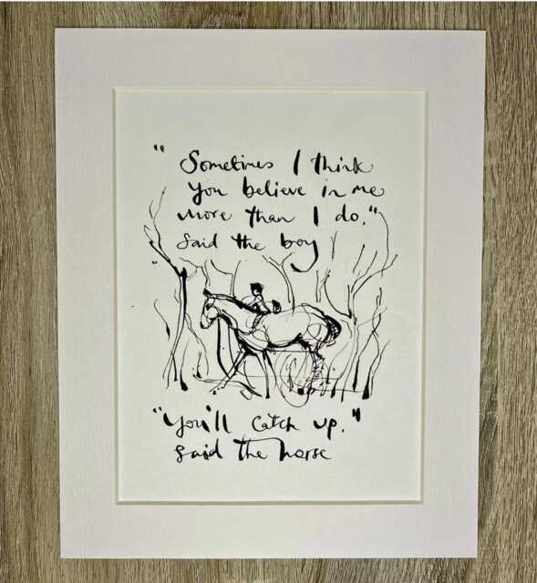 Charlie Mackesy Mounted Print - The Boy, Mole, Fox & Horse Book Page Art - image 1