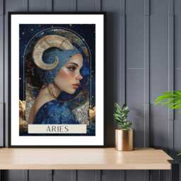 Aries Zodiac Tarot Print - Astrology Poster Celestial Wall Art Mystical Horoscope Decor Gift Idea A5 A4 A3 Framed Or Unframed - thumbnail 3