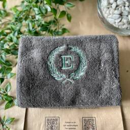 Ultimate Luxury Embroidered Laurel Monogram Towel 100% Cotton - thumbnail 2