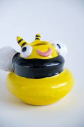 Bee Happy Vase Unique Pottery Wheel Handmade Ceramic Flower Decoration - thumbnail 1