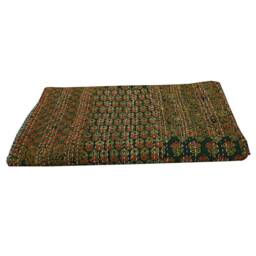 Handmade Kantha Quilt Indian Ajrakh Patchwork Cotton Bedspread - thumbnail 3