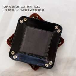 Leather Valet Tray Personalised Gift For 3rd Anniversary Custom Name Present Handmade Trinket Desk Organiser - thumbnail 3