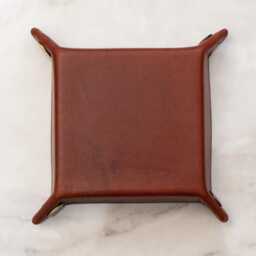 Leather Valet Tray Personalised Gift For 3rd Anniversary Custom Name Present Handmade Trinket Desk Organiser - thumbnail 4