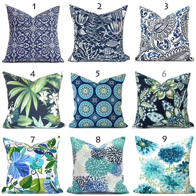 Outdoor Pillow Cover With Zippers, Easy To Use & Washable, Pick Your Favorite Shades Of Blue - image 1