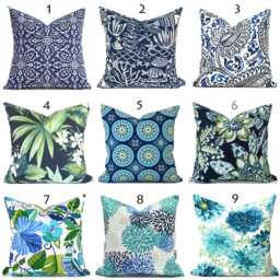 Outdoor Pillow Cover With Zippers, Easy To Use & Washable, Pick Your Favorite Shades Of Blue - thumbnail 1