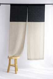Linen Noren Curtain Black & Custom Color Japanese Door Panel - thumbnail 1