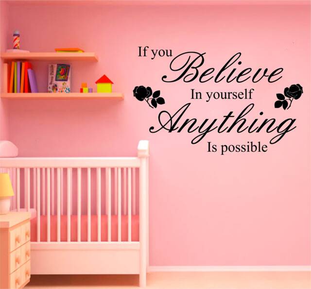 Believe in Yourself - 0315, Wall Art Decal, Transfer, Mural, Sticker, 75 Colours, 5 Sizes, Interior Or Exterior Use , Easy To Apply - image 1