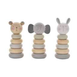 Personalised Wooden Stacking Rings/Baby First Birthday Stacker Tower Bear, Bunny Or Elephant Toys Laser Engraved Name - thumbnail 3