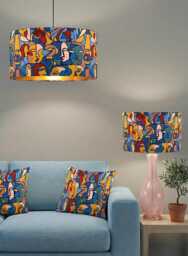 Handmade By Order Luxury Picasso Abstract Faces Art Print On Velvet Drum Lamp Shade Pendant Light All Shapes & Sizes Available - thumbnail 1