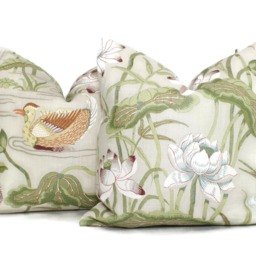 Lotus Garden Pillow Cover Chinoiserie Decorative Throw Rts Rmt - thumbnail 2
