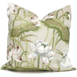 Lotus Garden Pillow Cover Chinoiserie Decorative Throw Rts Rmt - thumbnail 3