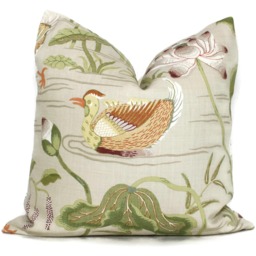 Lotus Garden Pillow Cover Chinoiserie Decorative Throw Rts Rmt - thumbnail 1