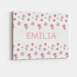 Personalised Flower Name Canvas Wall Art Floral Text Print Botanical Elegant Feminine Bedroom Nursery Wedding Gift Custom Colour Cute Girl - thumbnail 2