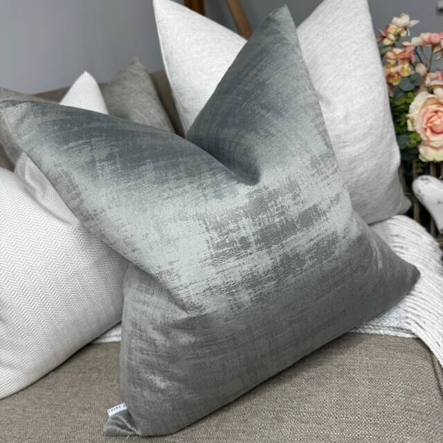 Brushed Style Surface Textured Cushion Cover, Decorative Pillow Grey - Smoke Clarke & Alessia Fabric - image 1