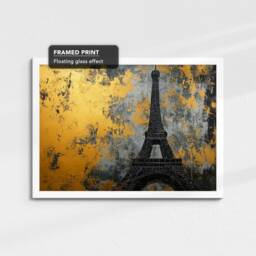 Gold Eiffel Tower Paris Landmark Abstract Oil Painting Framed Poster Print Or Canvas Wall Decor Art Bedroom Home Interior Gift - thumbnail 3