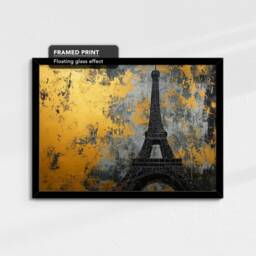 Gold Eiffel Tower Paris Landmark Abstract Oil Painting Framed Poster Print Or Canvas Wall Decor Art Bedroom Home Interior Gift - thumbnail 2