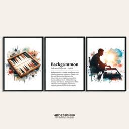 Backgammon Art Print Poster - Set Of 3 Posters - Room Decor Prints Game Wall Artwork Present Gifts - thumbnail 1