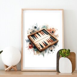 Backgammon Art Print Poster - Set Of 3 Posters - Room Decor Prints Game Wall Artwork Present Gifts - thumbnail 2