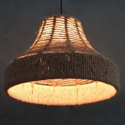 "Handwoven Hemp Rope Pendant Light Rustic Lampshade - W13.7"" By H13.7" - thumbnail 3
